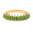 2.25 CT Oval Cut Peridot Half Eternity Ring with Diamond Stones AAA - Rosec Jewels