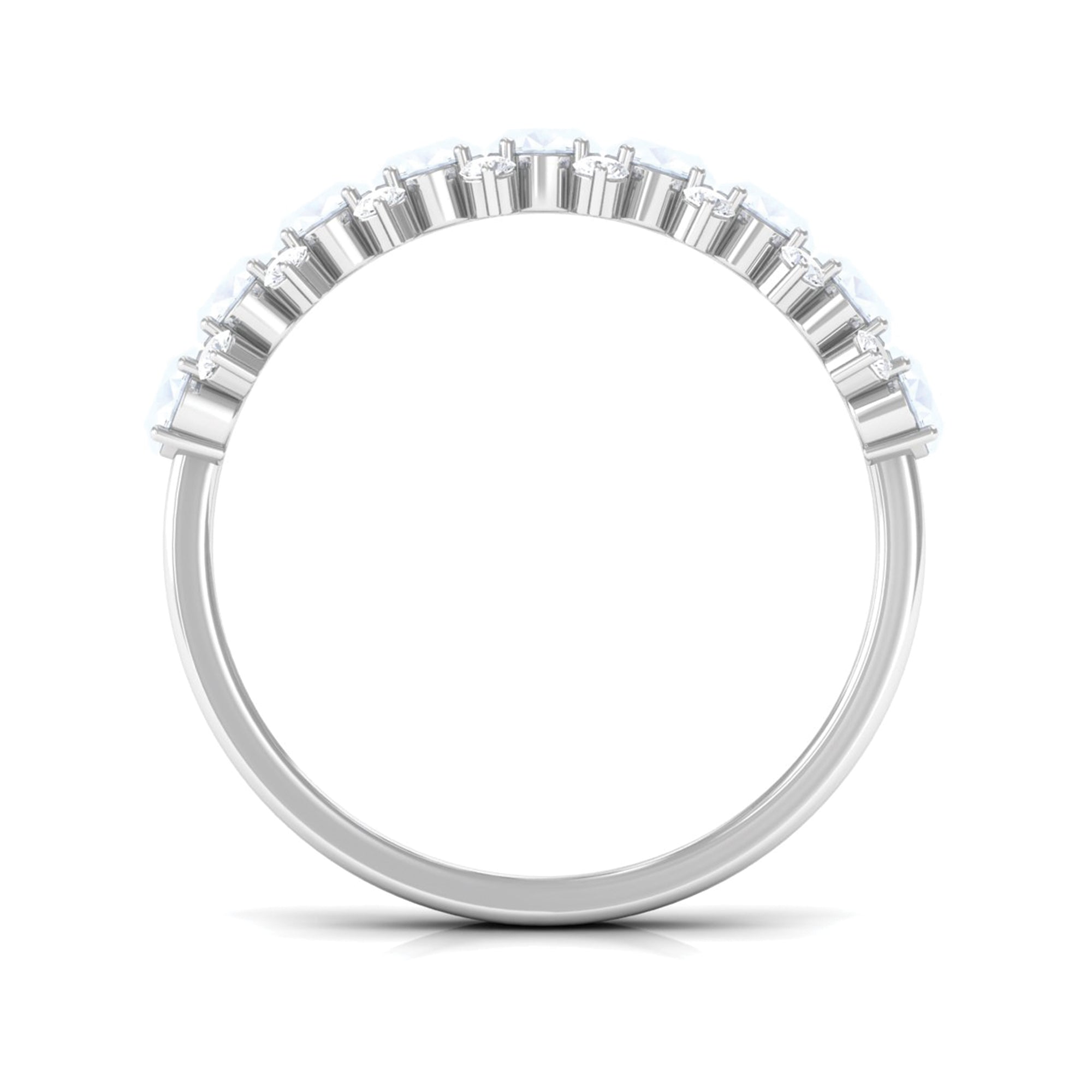 2.5 CT Moonstone and Diamond Semi Eternity Ring AAA - Rosec Jewels