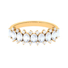 2.5 CT Moonstone and Diamond Semi Eternity Ring AAA - Rosec Jewels