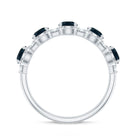 Round London Blue Topaz and Diamond Half Eternity Band AAA - Rosec Jewels