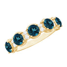 Round London Blue Topaz and Diamond Half Eternity Band AAA - Rosec Jewels