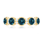 Round London Blue Topaz and Diamond Half Eternity Band AAA - Rosec Jewels