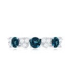 Natural London Blue Topaz Semi Eternity Ring with Diamond AAA - Rosec Jewels