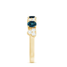 Natural London Blue Topaz Semi Eternity Ring with Diamond AAA - Rosec Jewels