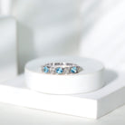 Aquamarine and Diamond Heart Shape Eternity Ring AAA - Rosec Jewels