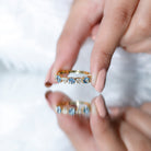Aquamarine and Diamond Heart Shape Eternity Ring AAA - Rosec Jewels