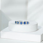 Natural Oval Blue Sapphire Diamond Half Eternity Ring for Women AAA - Rosec Jewels