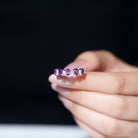 Natural Oval Amethyst Diamond Half Eternity Ring for Women AAA - Rosec Jewels