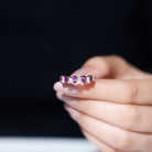 Natural Oval Amethyst Diamond Half Eternity Ring for Women AAA - Rosec Jewels