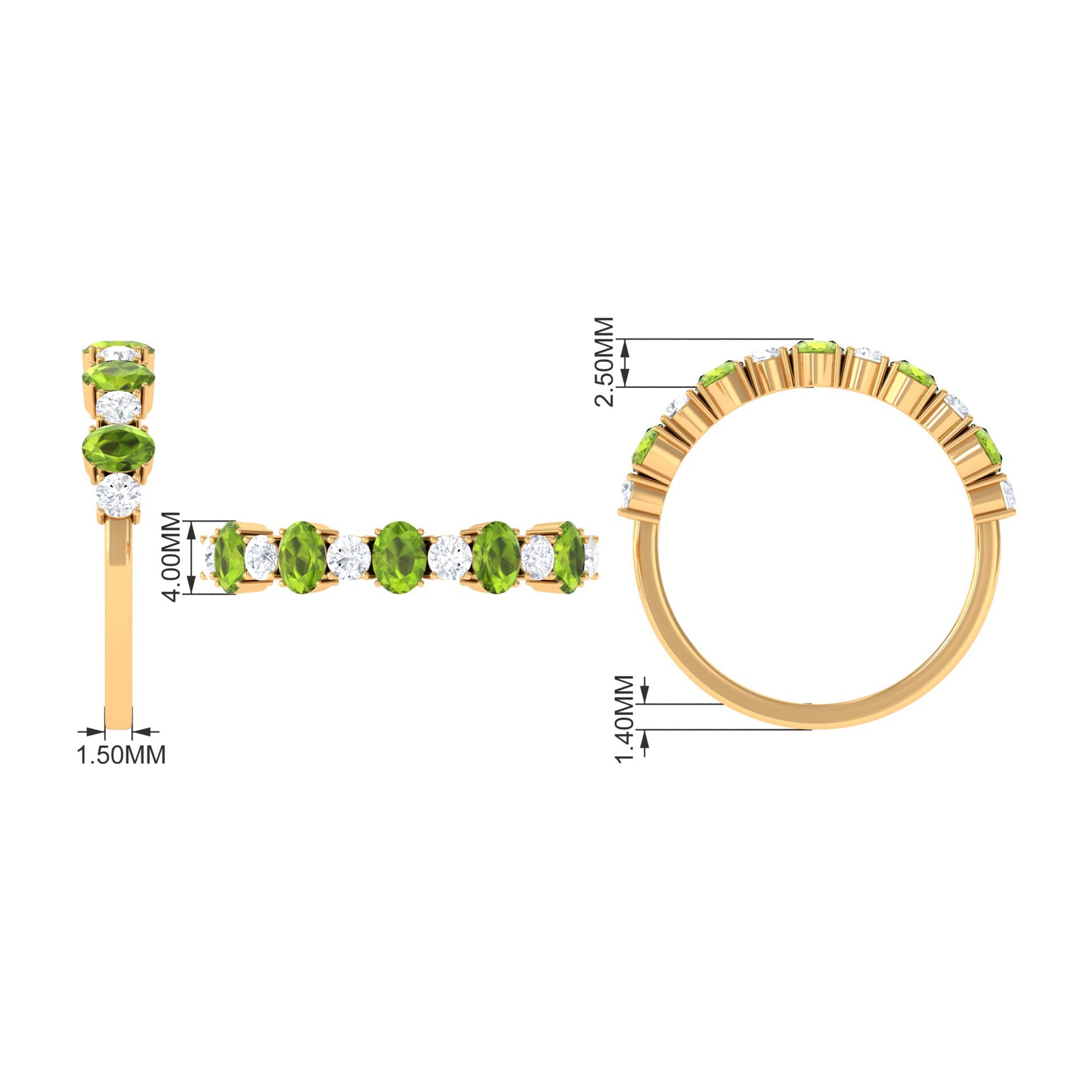 1.50 CT Alternate Peridot and Diamond Half Eternity Ring AAA - Rosec Jewels