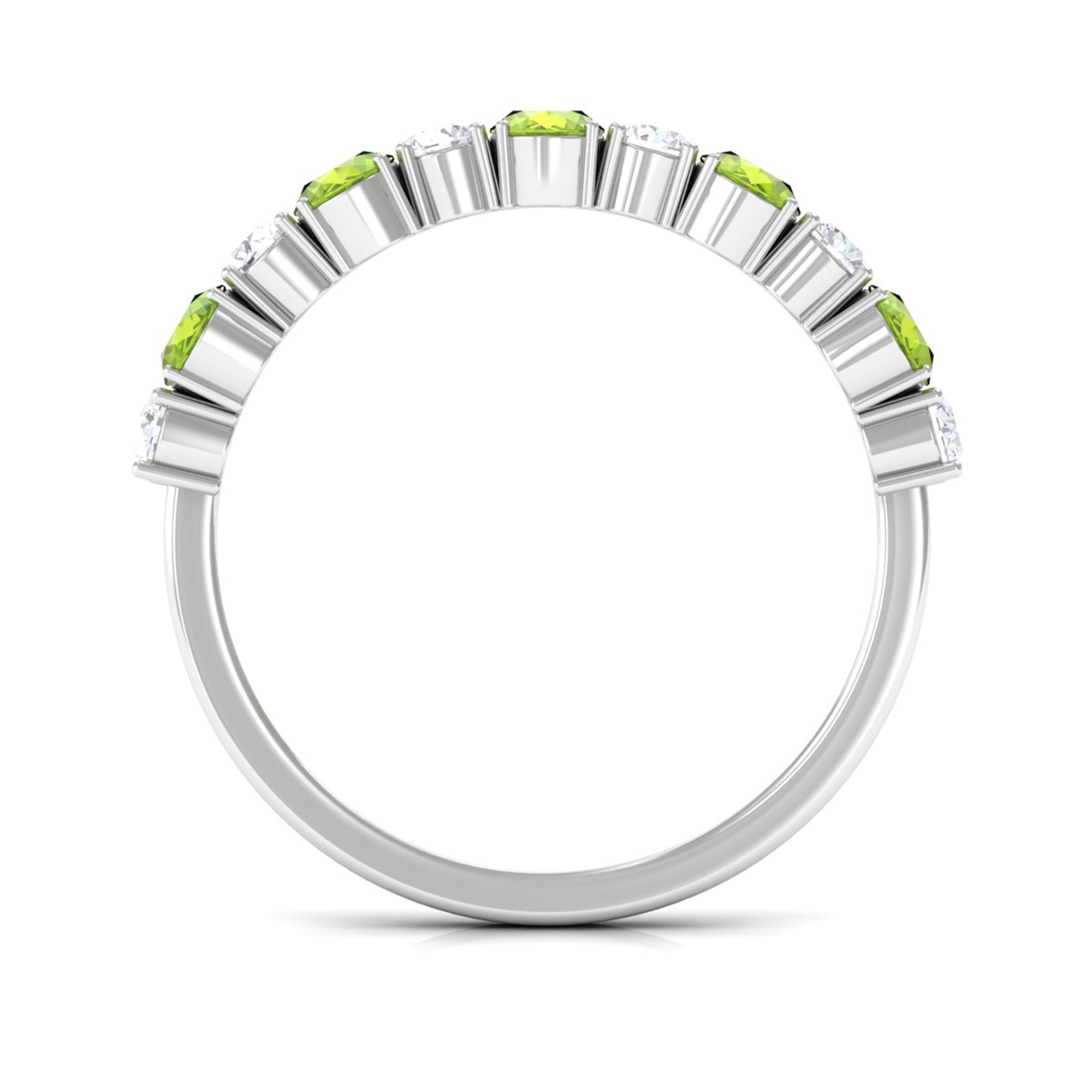 1.50 CT Alternate Peridot and Diamond Half Eternity Ring AAA - Rosec Jewels
