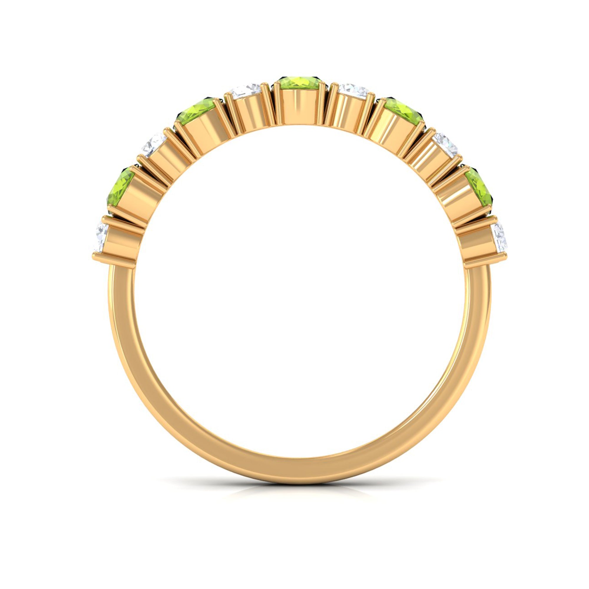1.50 CT Alternate Peridot and Diamond Half Eternity Ring AAA - Rosec Jewels