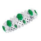 Natural Emerald and Moissanite Designer Eternity Band AAA - Rosec Jewels
