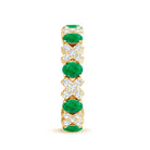 Natural Emerald and Moissanite Designer Eternity Band AAA - Rosec Jewels