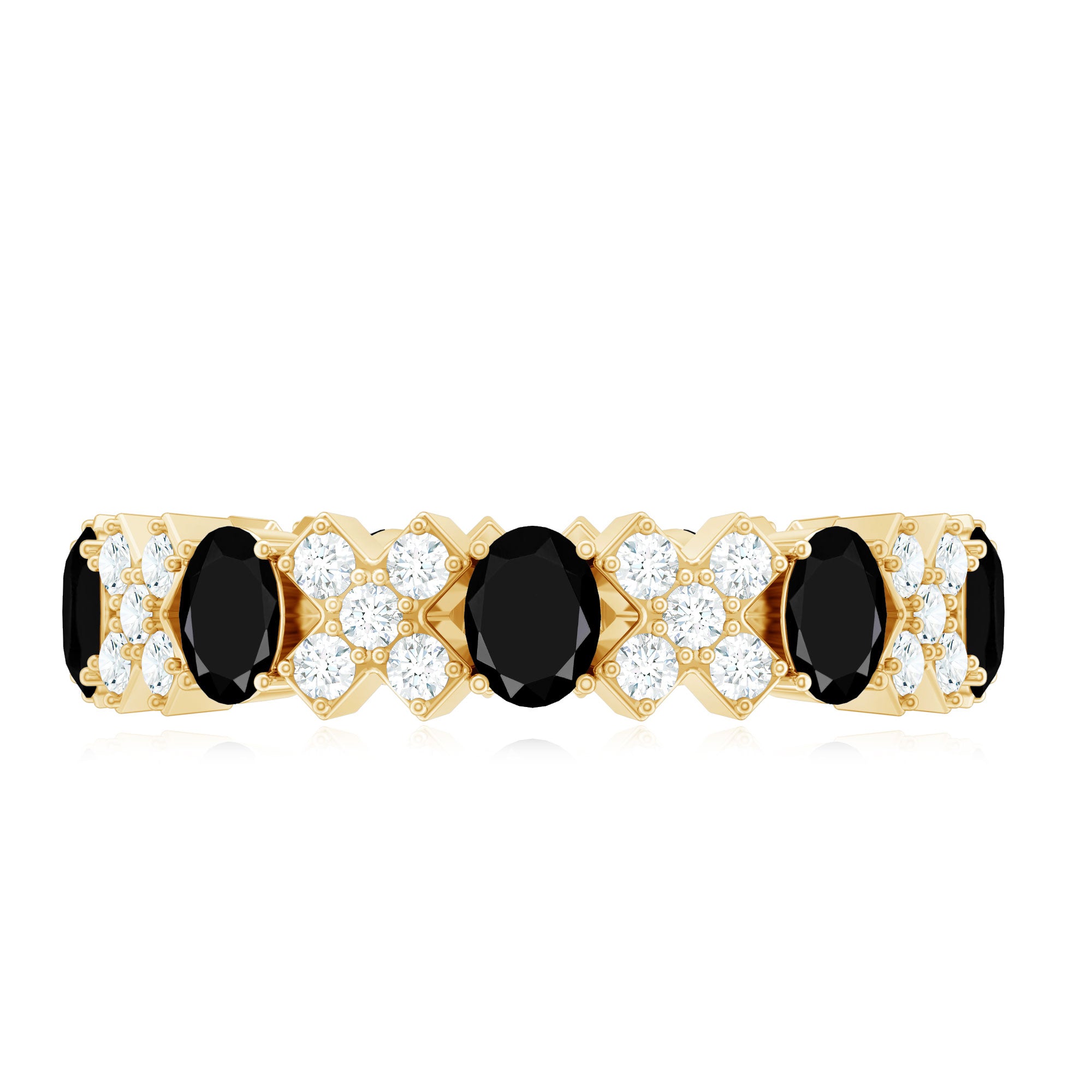Certified Real Black Spinel Eternity Ring with Moissanite AAA - Rosec Jewels