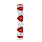 Rosec Jewels-Lab-Created Ruby and Diamond Heart Eternity Band Ring