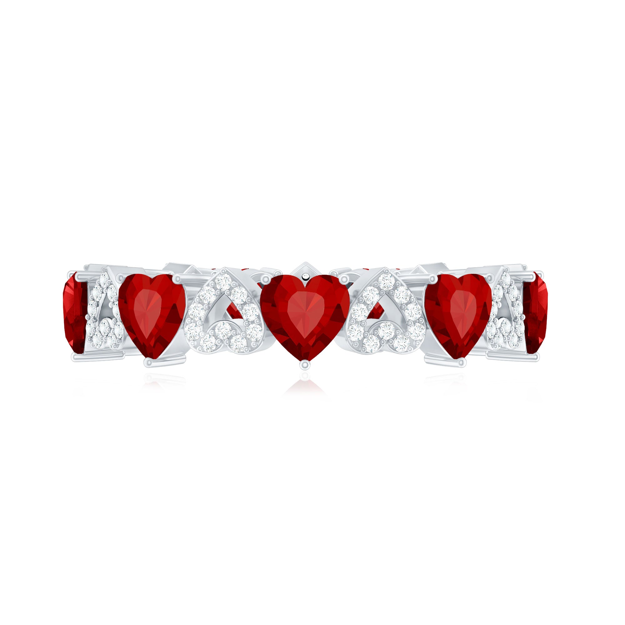 Rosec Jewels-Lab-Created Ruby and Diamond Heart Eternity Band Ring