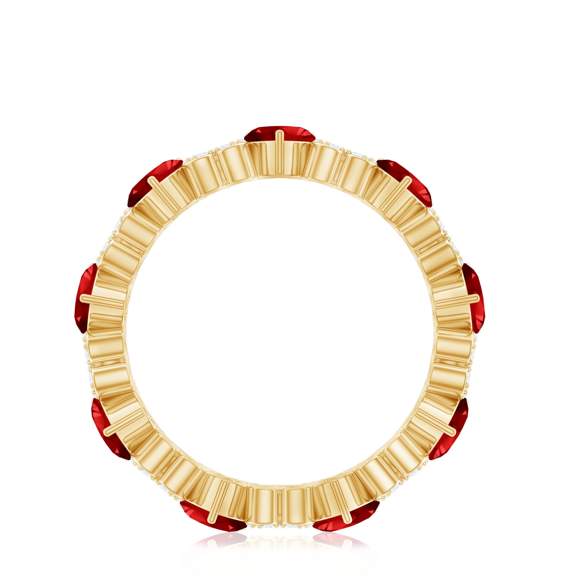 Rosec Jewels-Lab-Created Ruby and Diamond Heart Eternity Band Ring