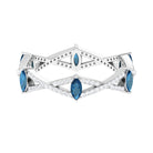 Marquise London Blue Topaz Crossover Eternity Band with Diamond AAA - Rosec Jewels