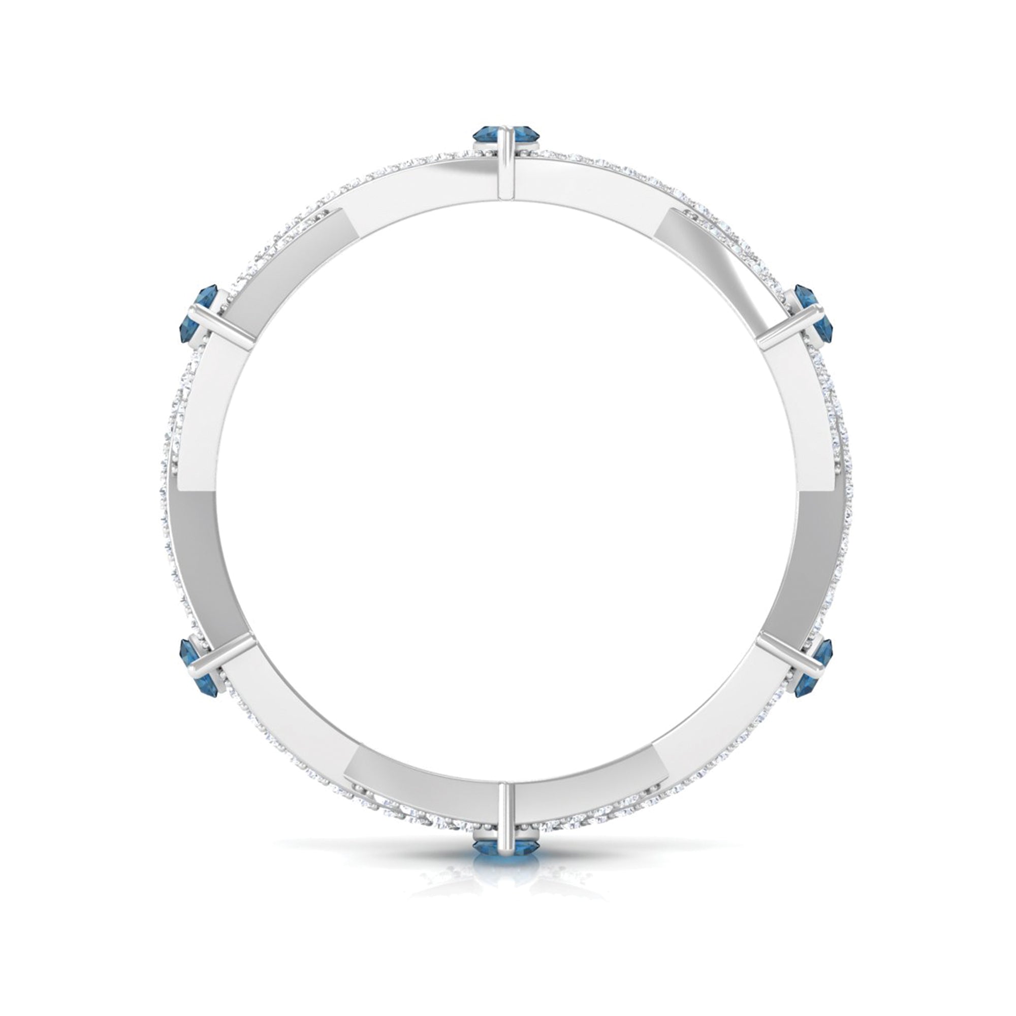 Marquise London Blue Topaz Crossover Eternity Band with Diamond AAA - Rosec Jewels