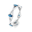 Marquise London Blue Topaz Crossover Eternity Band with Diamond AAA - Rosec Jewels