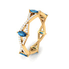 Marquise London Blue Topaz Crossover Eternity Band with Diamond AAA - Rosec Jewels