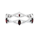 Natural Marquise Garnet Diamond Eternity Ring with Crossover Shank AAA - Rosec Jewels