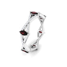 Natural Marquise Garnet Diamond Eternity Ring with Crossover Shank AAA - Rosec Jewels