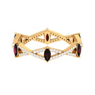 Natural Marquise Garnet Diamond Eternity Ring with Crossover Shank AAA - Rosec Jewels