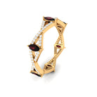Natural Marquise Garnet Diamond Eternity Ring with Crossover Shank AAA - Rosec Jewels