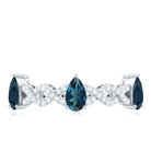Pear Shape London Blue Topaz Crossover Eternity Band with Diamond AAA - Rosec Jewels