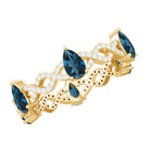 Pear Shape London Blue Topaz Crossover Eternity Band with Diamond AAA - Rosec Jewels