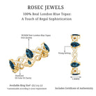 Pear Shape London Blue Topaz Crossover Eternity Band with Diamond AAA - Rosec Jewels