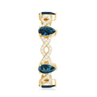 Pear Shape London Blue Topaz Crossover Eternity Band with Diamond AAA - Rosec Jewels