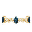 Pear Shape London Blue Topaz Crossover Eternity Band with Diamond AAA - Rosec Jewels