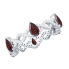 Natural Pear Shape Garnet Diamond Eternity Ring with Crossover Shank AAA - Rosec Jewels