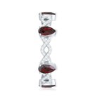 Natural Pear Shape Garnet Diamond Eternity Ring with Crossover Shank AAA - Rosec Jewels