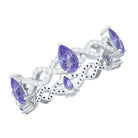 Rosec Jewels-Natural Pear Shape Tanzanite Diamond Eternity Ring with Crossover Shank