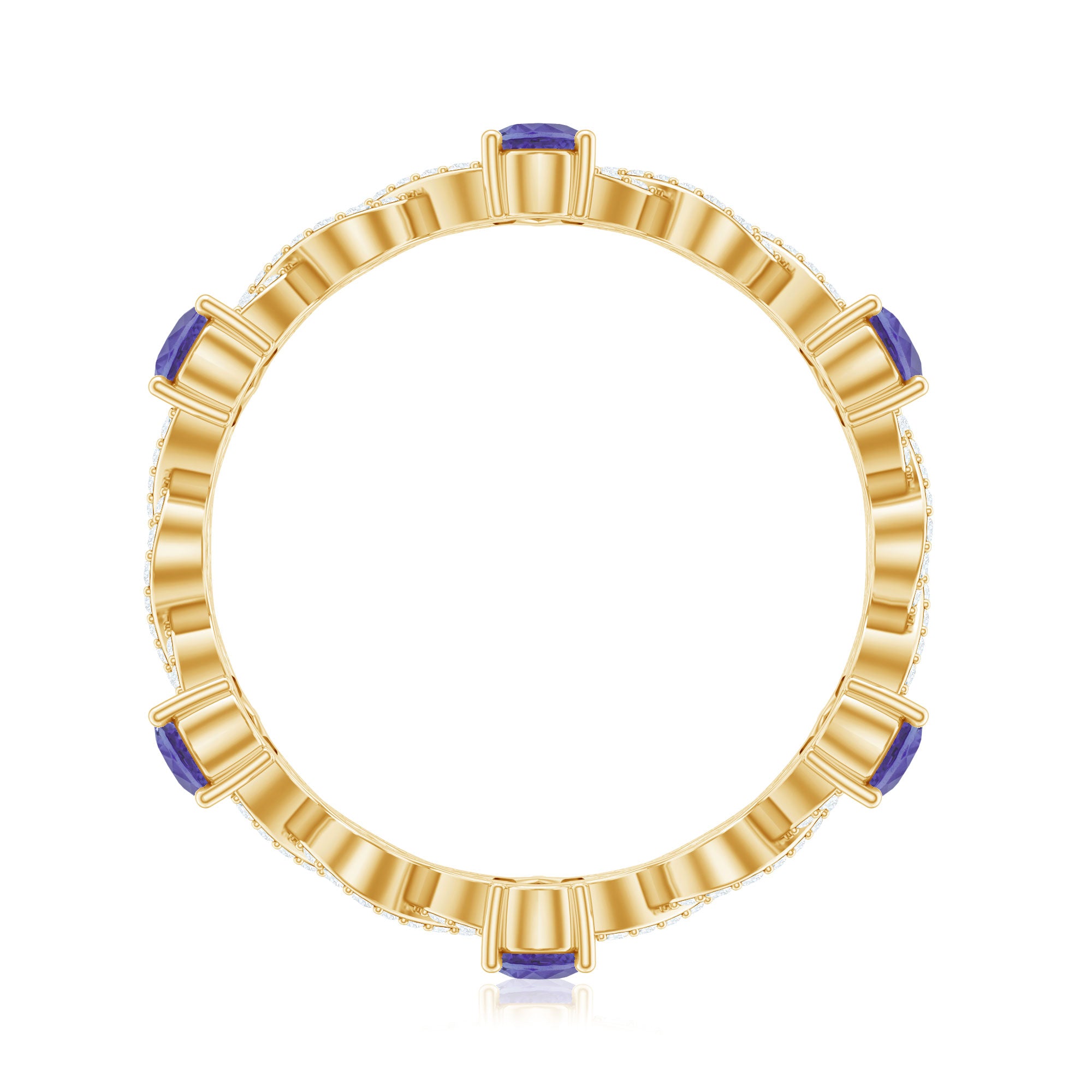 Rosec Jewels-Natural Pear Shape Tanzanite Diamond Eternity Ring with Crossover Shank