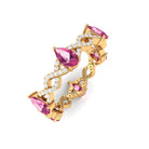 1.50 CT Natural Pink Tourmaline Crossover Eternity Ring with Diamond AAA - Rosec Jewels