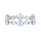 Pear Cut Moonstone and Diamond Crossover Eternity Ring AAA - Rosec Jewels