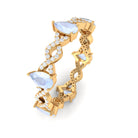 Pear Cut Moonstone and Diamond Crossover Eternity Ring AAA - Rosec Jewels