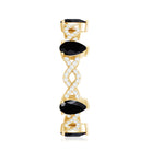 Natural Pear Shape Black Spinel Diamond Eternity Ring with Crossover Band AAA - Rosec Jewels