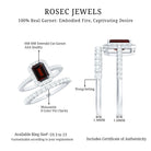 Genuine 6X8mm Emerald Cut Garnet Moissanite Wedding Ring Set of 2 AAA - Rosec Jewels
