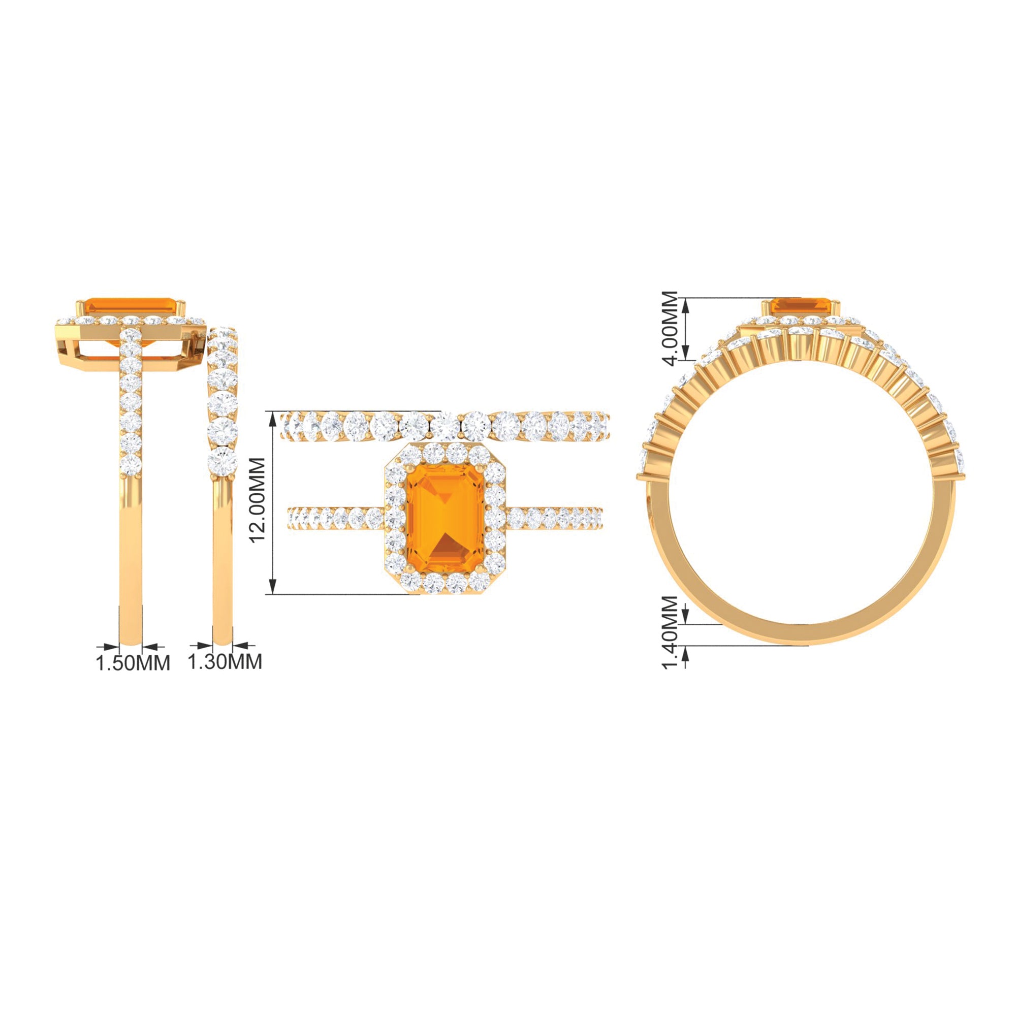 Rosec Jewels-Real Fire Opal and Moissanite Stackable Ring Set