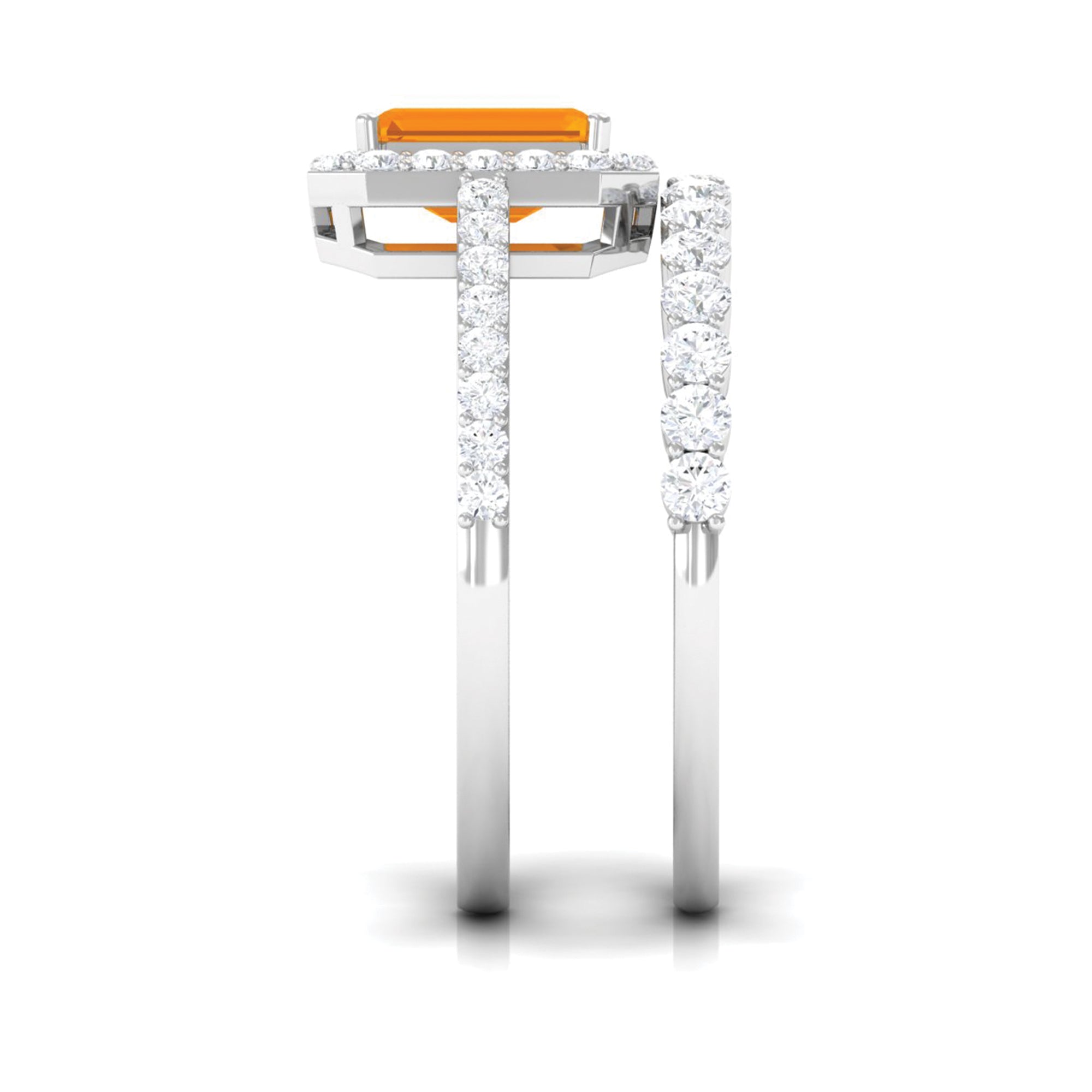 Rosec Jewels-Real Fire Opal and Moissanite Stackable Ring Set
