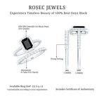 Rosec Jewels-Emerald Cut Black Onyx Wedding Ring Set with Moissanite