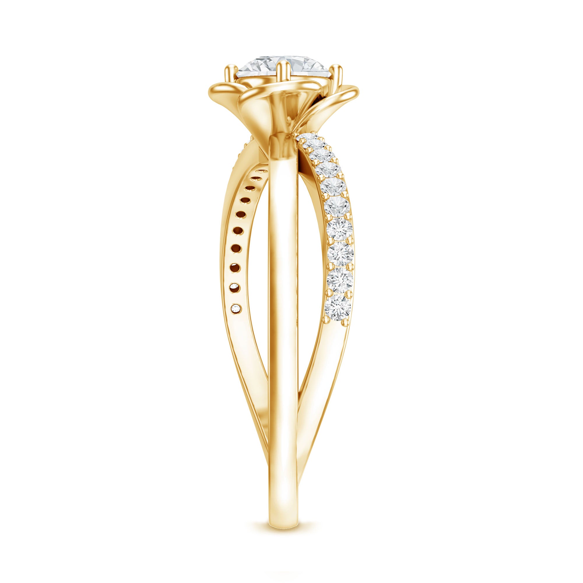 Flower Inspired Moissanite Proposal Ring for Women D-VS1 - Rosec Jewels