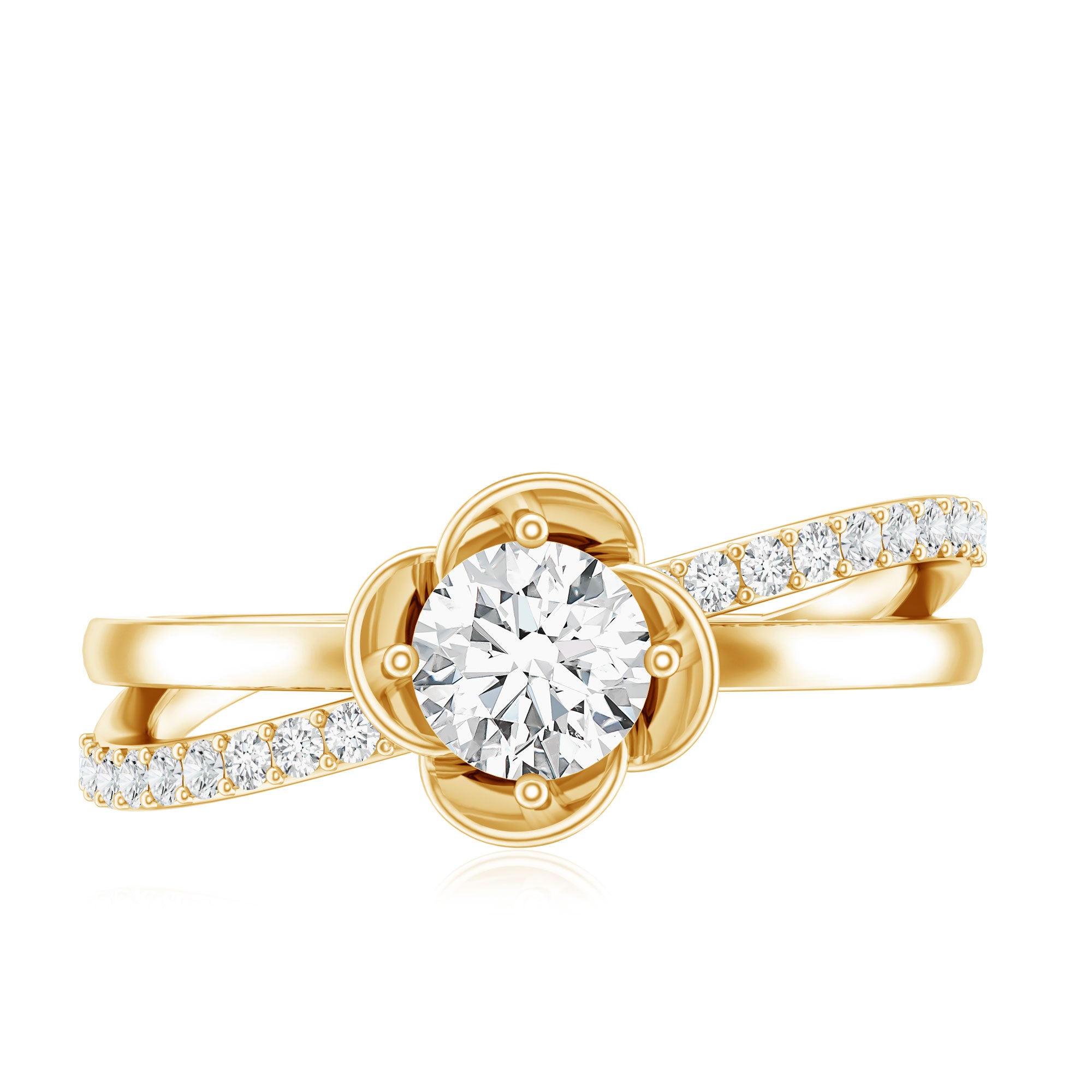 Flower Inspired Moissanite Proposal Ring for Women D-VS1 - Rosec Jewels