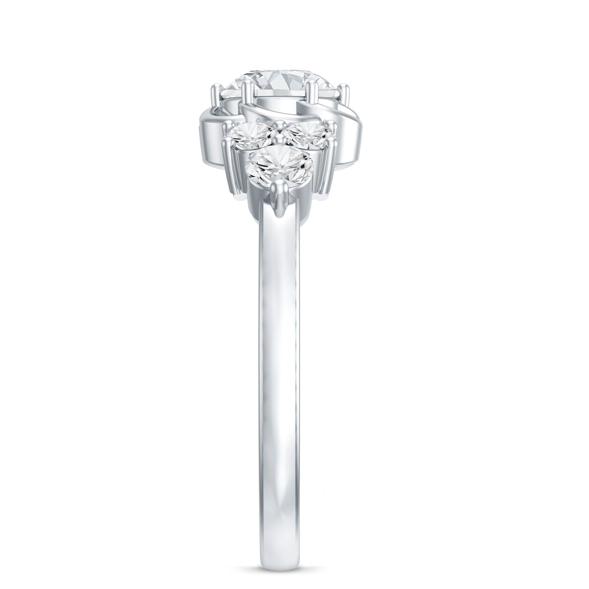 Certified Round Moissanite Flower Engagement Ring D-VS1 - Rosec Jewels